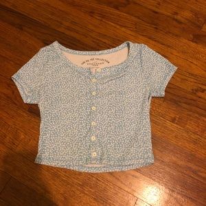 Blue Floral Pattern Crop Top.